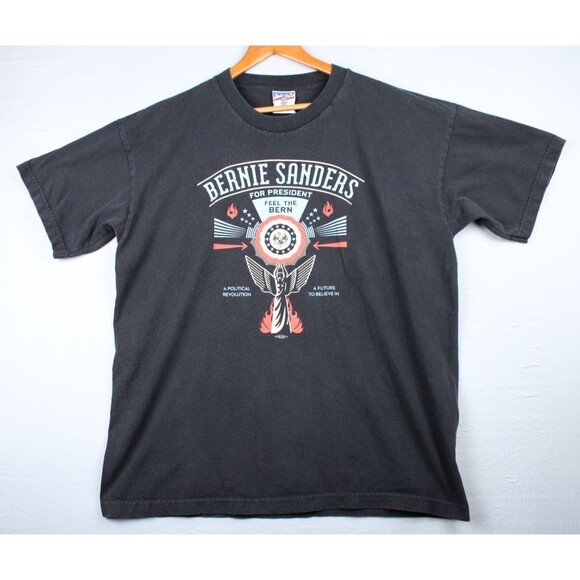 Bernie Sanders For President T Shirt Black Size X-Large Feel The Bern Union Made - Picture 1 of 9